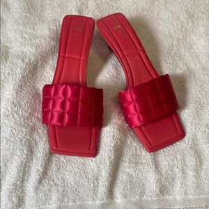 Zara hot pink Quilted Slide Sandals